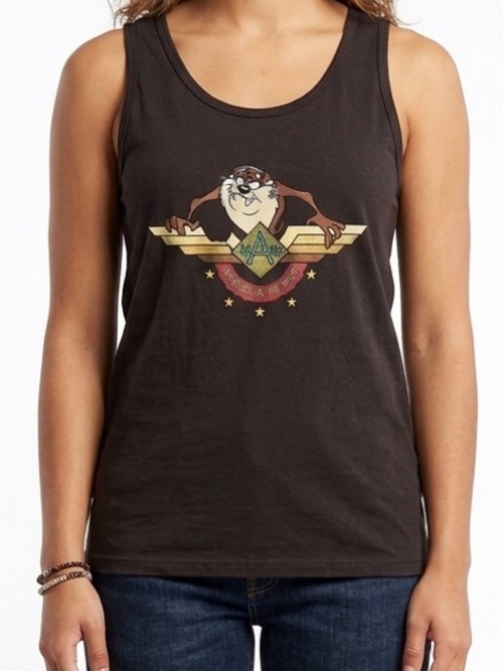 Looney Tunes Vintage Cotton Embroidered Tank Top Size Large Taz Devil
